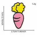 Detail of cute carrot embroidery patch showing size 7cm x 3.7cm and weight 1.2g. - Pink Carrot Style (25#)