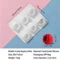 White 6-cavity raspberry shaped food-grade silicone mousse cake mold for baking desserts - 6-Cavity Raspberry White (156g)