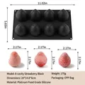 Professionele 8-vaks siliconen mousse cakevorm in aardbeivorm voor het DIY bakken - 8-Holte Aardbei (CZ8215) / Zwart