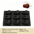 Professionele 9-holte paddestoelvormige siliconen bakvorm voor cake en mousse, zwart mat - 9-vaks paddenstoelvorm, zwart - 151 g