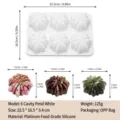 Witte siliconen bakvorm met 6 bloemholtes voor moussecakes, hittebestendig - 6-Holte Bloemblaadje Wit (125g)