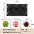 6-cavity black peach-shaped food grade silicone mousse mold for cake and dessert - CZ8218-6-Cavity Peach Black-175g
