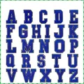 Detailed view of 12cm blue chenille varsity letter patches A-Z for clothing - Alphabet Set (A-Z) / Blue