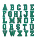 Full set of 26 green chenille alphabet letter patches for clothing decoration - Alphabet Set (A-Z) / Green