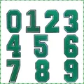 Detailed view of 12cm green chenille embroidered number patches 0-9 for apparel. - Number Set (0-9) / Green