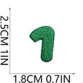 Macro detail of green chenille embroidered letter patch with size 2.5cm by 1.8cm - Number 1 (S19ZM-05-2) / Grass Green