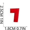 Red chenille number 7 embroidery patch for clothes decoration size 2.5x1.8cm macro view - Number 7 (S19ZM-05-8) / Red