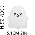 Detailed white ghost embroidery patch with dimension markers, 5.5cm height, 5.1cm width. - Surprised Ghost Style (C7BF-092-03)