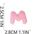 Pink chenille letter M embroidered patch detail showing 2.5cm by 2.8cm dimensions - Letter M (S19ZM-05-M) / Pink