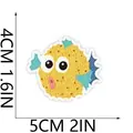 Cartoon yellow pufferfish embroidered iron-on patch, size 5cm x 4cm for clothing - Yellow Pufferfish Style (W29HC-075-25)