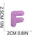Detailed view of purple chenille letter F embroidery patch showing 2.5cm height - Letter F (S19ZM-05-F) / Purple