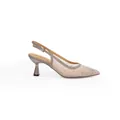 Elegant champagne sparkling rhinestone mesh slingback kitten heels with a 4.5cm heel height - 38 / 7cm Stiletto Heel / Champagne