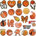 Variety of basketball themed embroidered iron-on patches for kids' clothing decoration - Basketball Theme Patch Set (C22LQ-225-YT) / Pack