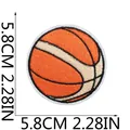 Embroidered basketball patch for clothing detail showing 5.8cm 2.28in dimensions - Classic Basketball Style (C22LQ-11-06)
