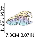 Close-up view of rainbow wave embroidered patch showing 4cm and 7.8cm dimensions - Summer Ocean Wave (X10HL-095-08)