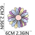 Detailed scale view showing the 6cm / 2.36in size of the colorful daisy flower patch - Rainbow Daisy (X10HL-086-05)