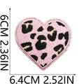 Detailed size measurements for pink leopard print heart-shaped embroidered cloth patch - Large Heart (C26BW-12-01) / 6x6.4cm / Pink Leopard