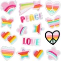 Set of colorful rainbow embroidered patches featuring heart star butterfly peace and love - Rainbow Series Embroidery Set (W9HD-148-YT) / 15 Pcs Pack