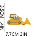Detailed dimensions for yellow excavator embroidered iron-on patch for kids clothing repair - Yellow Bulldozer (W9WJ-066-11)