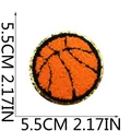 High-detail macro close-up of basketball chenille patch with 5.5cm dimension guide - Sequin Round Basketball (C22LQ-095-04)