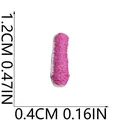 Detailed view of a 1.2cm mini pink embroidered patch with exact measurement labels - Letter I