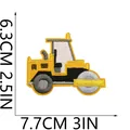 Detailed yellow road roller embroidered patch iron on applique size 7.7cm by 6.3cm - Yellow Road Roller (W9WJ-092-07)