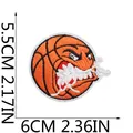Angry cartoon basketball embroidery patch with size measurements of 5.5cm by 6cm. - Angry Cartoon Basketball (C22LQ-125-18)