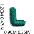 Detailed size guide for green embroidered letter L patch measuring 1.2cm by 0.9cm - Letter L (Green)