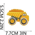 Yellow dump truck embroidered iron-on patch for kids clothing, size 7.7cm by 5.5cm - Orange-Yellow Dump Truck (W9WJ-115-05)