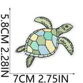 Detailed view of sea turtle embroidery patch with 5.8cm height and 7cm width dimensions - Cartoon Sea Turtle (X10HL-078-18)