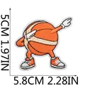 Detailed dimensions of dabbing basketball embroidered iron-on patch for kids clothing - Dabbing Cartoon Basketball (C22LQ-09-19)