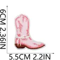 Detail der rosa Cowboy-Stiefel-Stickerei mit weißer Schleife und Maßen - Cowboystiefel mit Schleife (C20HG-095-06)