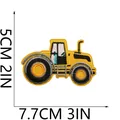 Yellow construction vehicle embroidery patch for clothing with 7.7x5cm dimensions - Yellow Tractor (W9WJ-115-02)