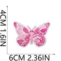 Detailansicht der Maße für den rosa Schmetterling-Stickpatch 6cm x 4cm zur Dekoration. - Rosa Schmetterling (C20HG-078-07)
