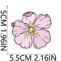 Detailed view of the pink flower embroidery patch showing 5.5cm width dimensions - Pink Flower (X10HL-07-12)