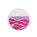 Detailed view of circular pink ocean wave embroidered iron-on patch measuring 6cm or 2.36 inches - Ocean Wave Round Style (C20HG-13-01)