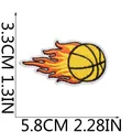 Detailed view of basketball flame embroidered patch with dimensions 5.8cm by 3.3cm - Yellow and Red Flame Basketball (C22LQ-076-13)