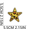 Detailed view of leopard print star embroidered patch with 5.5cm measurement dimensions - Small Star (C26BW-088-20) / 5.5x5.5cm / Yellow Leopard