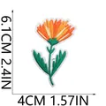Vista dettagliata della toppa ricamata a fiori con dimensioni 6,1x4cm 2,4x1,57 pollici - Fiore Arancione (X19HD-068-20)