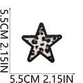 Leopard print star embroidery patch with 5.5cm size measurement detail. - Small Star (C26BW-088-21) / 5.5x5.5cm / Black White Brown Leopard