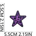 Close-up detail of purple leopard print embroidered star patch with 5.5cm dimensions - Small Star (C26BW-088-22) / 5.5x5.5cm / Purple Leopard
