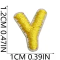 Detailed close-up of yellow embroidered letter Y patch showing precise dimensions - Letter Y / 1 Piece
