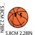 Detailed view of a round basketball embroidery patch with 5.8cm/2.28in dimensions. - Cartoon Smiley Basketball (C22LQ-095-08)