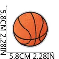 Close-up of basketball embroidered patch showing 5.8cm diameter dimensions - Vibrant Orange Basketball (C22LQ-095-07)