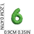 Detailed size view of green number 6 embroidery patch measuring 1.2cm x 0.9cm - Number 6