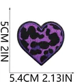 Purple leopard print heart embroidered patch for clothing, size 5.4x5cm sticker - Small Heart (C26BW-095-06) / 5x5.4cm / Purple Leopard