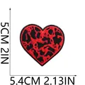 Red and black leopard heart embroidered patch measuring 5.4cm by 5cm for clothes - Small Heart (C26BW-095-07) / 5x5.4cm / Red Leopard