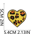 Heart-shaped leopard print embroidered patch for clothing decoration, size 5x5.4cm - Small Heart (C26BW-095-10) / 5x5.4cm / Yellow Leopard