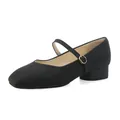 Chaussures Mary Jane noires élégantes à bout carré et petit talon bloc - 36 / Noir (Standard)
