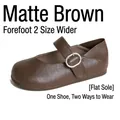 Bequeme mattbraune Mary Jane Lederflats mit weiter Passform für Damen in Übergrößen - 41 / Mattbraun
